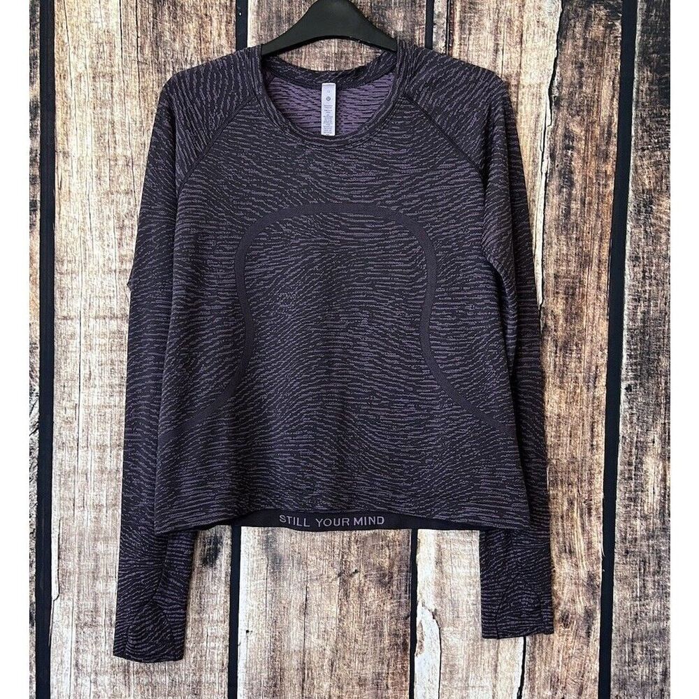 Lululemon Swiftly Tech LS 2.0 Race Water Surface Black Granite / Purple Sz 12